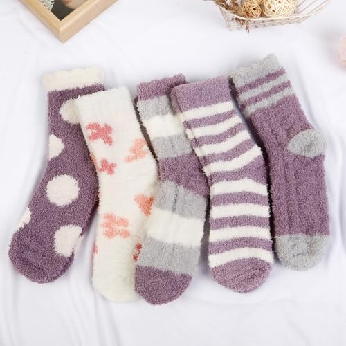 Image of AIBFRID Fuzzy Slipper Sock Soft Cozy Socks Thick Warm Sock Winter Home Sleeping Sock for Women Girls
