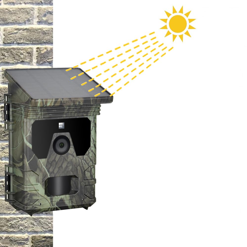 Caméra de chasse solaire 4 K 36 MP avec vision nocturne, déclenchement rapide 0,1 s, IP66 étanche, caméra de chasse pour surveillance de la faune avec carte micro SD 32 Go