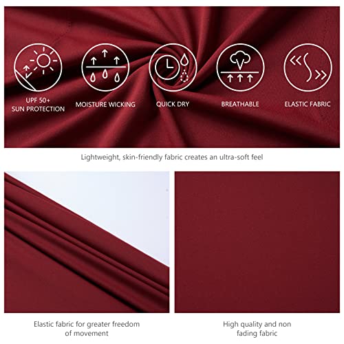 Lightbare Women’s 3/4 Sleeve Dress With Pockets Upf 50+ Casual Sun Dress Breathable Quick Dry For Beach Hiking Outdoors Party Wine Red #TOP4