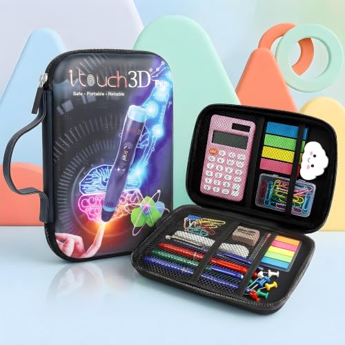 Image of WOL 3D Cartoon Printed Pencil Case with Compartments | Large Capacity Stationery Organizer Zipper Pouch, Water-Resistant Pen Holder for Girls, Boys, Kids, School, Travel & Office Use - Black