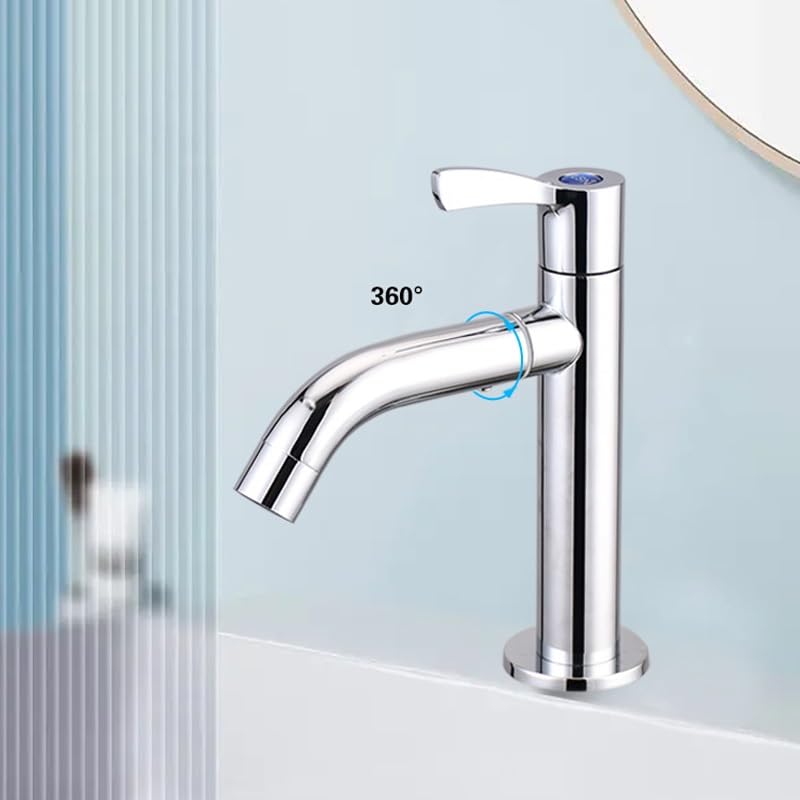 Un solo grifo frío para lavabo con boquilla de agua giratoria baño 5
