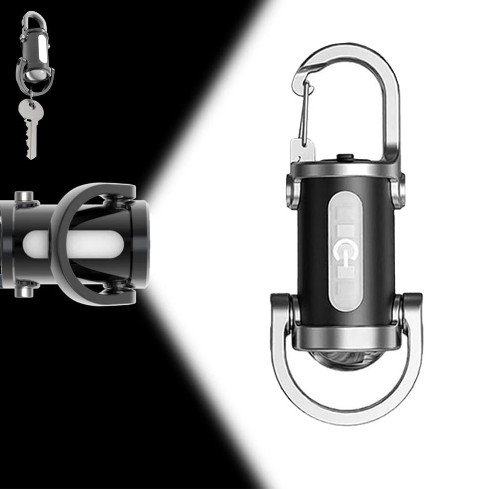 2 in 1 Flashlight and Power Bank, Mini Keychain Flashlight, 1200lm Super Bright Mini Keychain Flashlight Waterproof, Lumilink Torch, Ultra-Bright LED & 3 Modes for Outdoor, Camping, Hiking(Black)
