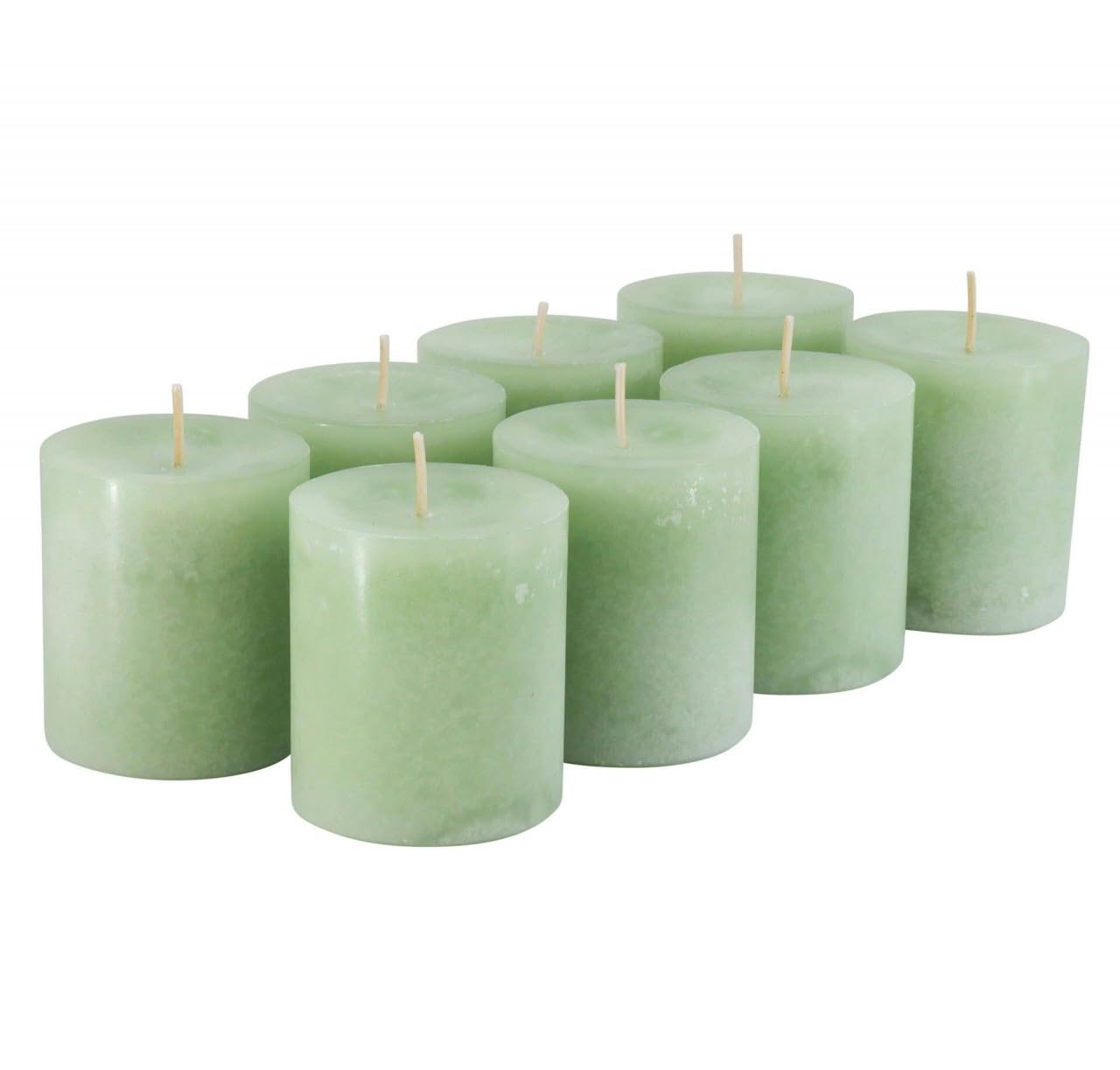 Candele per l'Avvento/Candele a Colonna/Candele (Safe Candle) – Grande Scelta – Corona dell'Avvento/Ghirlanda di Natale/Candele di Natale, Softgrün, Klein & Breit: Höhe 7cm / Ø 6cm - 8 Stück