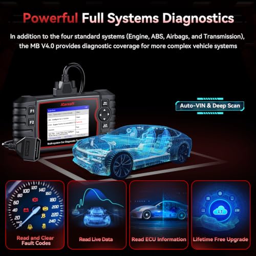 Image of iCarsoft Bidirectional Diagnostic Tool for Most Mercedes-Benz /Sprinter /Smart from 1996-2025 MB V3.0 2026 Version Up to 39 Service Full System OBD2 Scanner All Test AutoVIN Battery Test Free Update