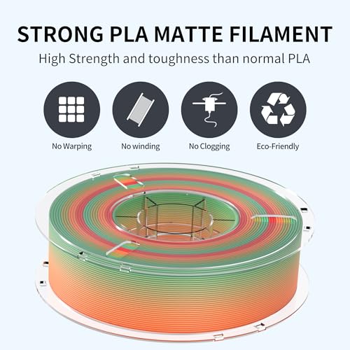 Image of RAMBERY Matte Rainbow 3D Printing Filament Fast Color Change, Multi-Color PLA Filament for Most FDM 3D Printer, 1.75mm 1kg(2.2lbs), Matte Rainbow Jungle Color