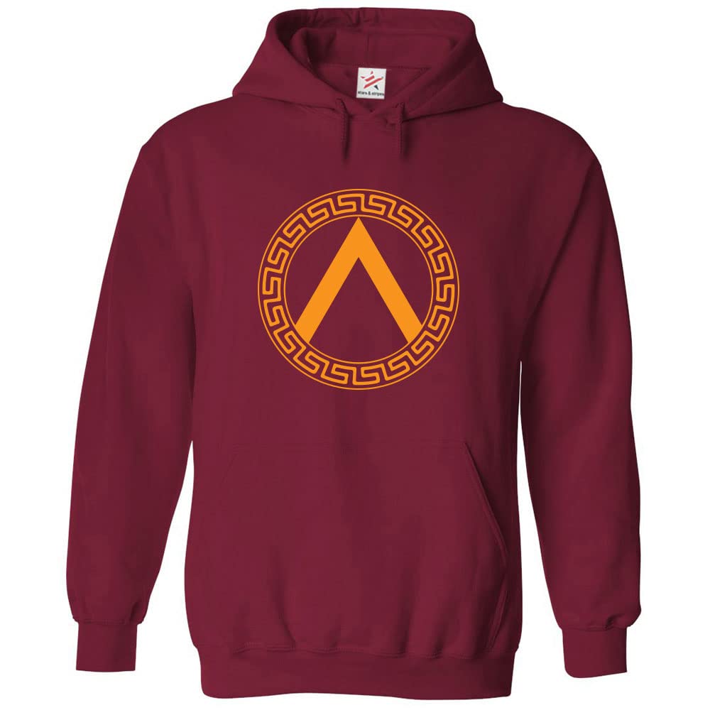 Stars and Stripes Spartan Warrior Shield Classic Unisex Kids Pullover Hoodie For Warriors (2XS, Wine, 9_11 Years)