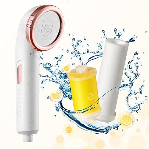 Miniwell Vitamin C Filter Shower Head with Replacement Filters L751 - Filtered Shower Head - Shower Water Filter with SPA Effect- Hard Water Softener for Dry Skin & Hair Loss - Universal Sys