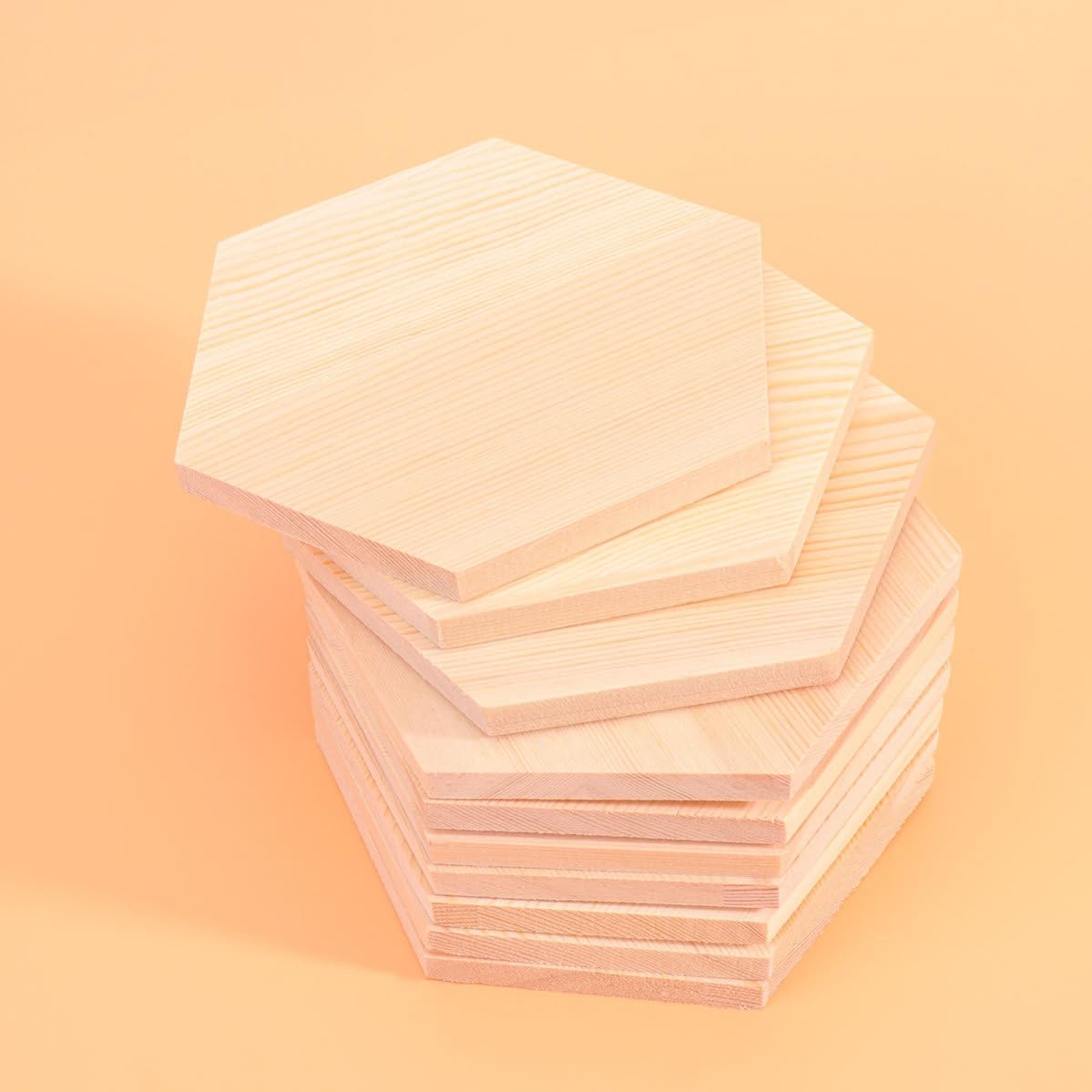 10 Piezas Bloque de Madera de Bricolaje Hexagonal Beige
