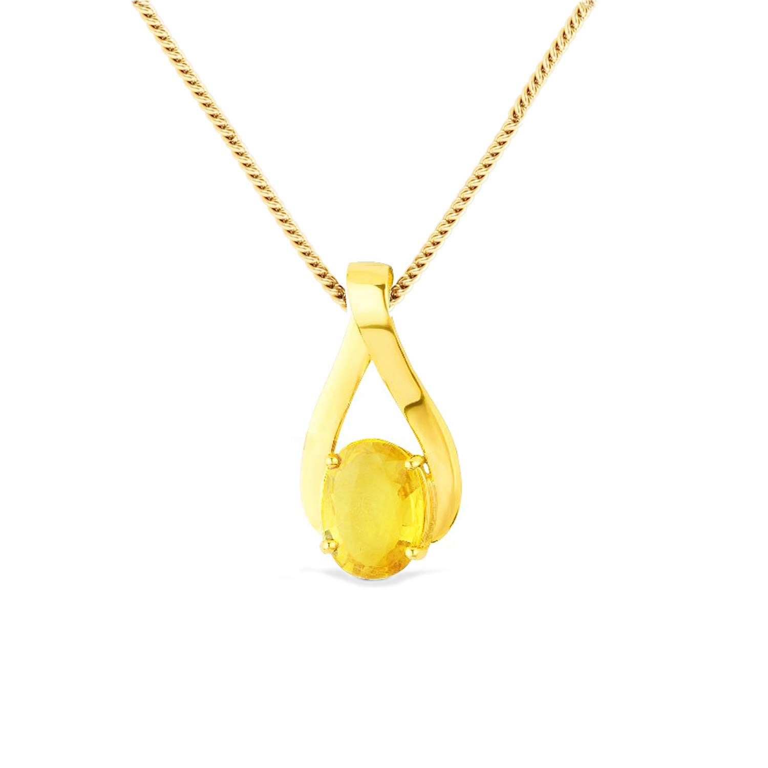 4.00 Ratti Natural Yellow Sapphire Gold Plated Pendant/Locket (Pukhraj Stone Panchadhatu Pendant) Original AAA+ Quality Gemstone Pendant for Men and Women-image-28