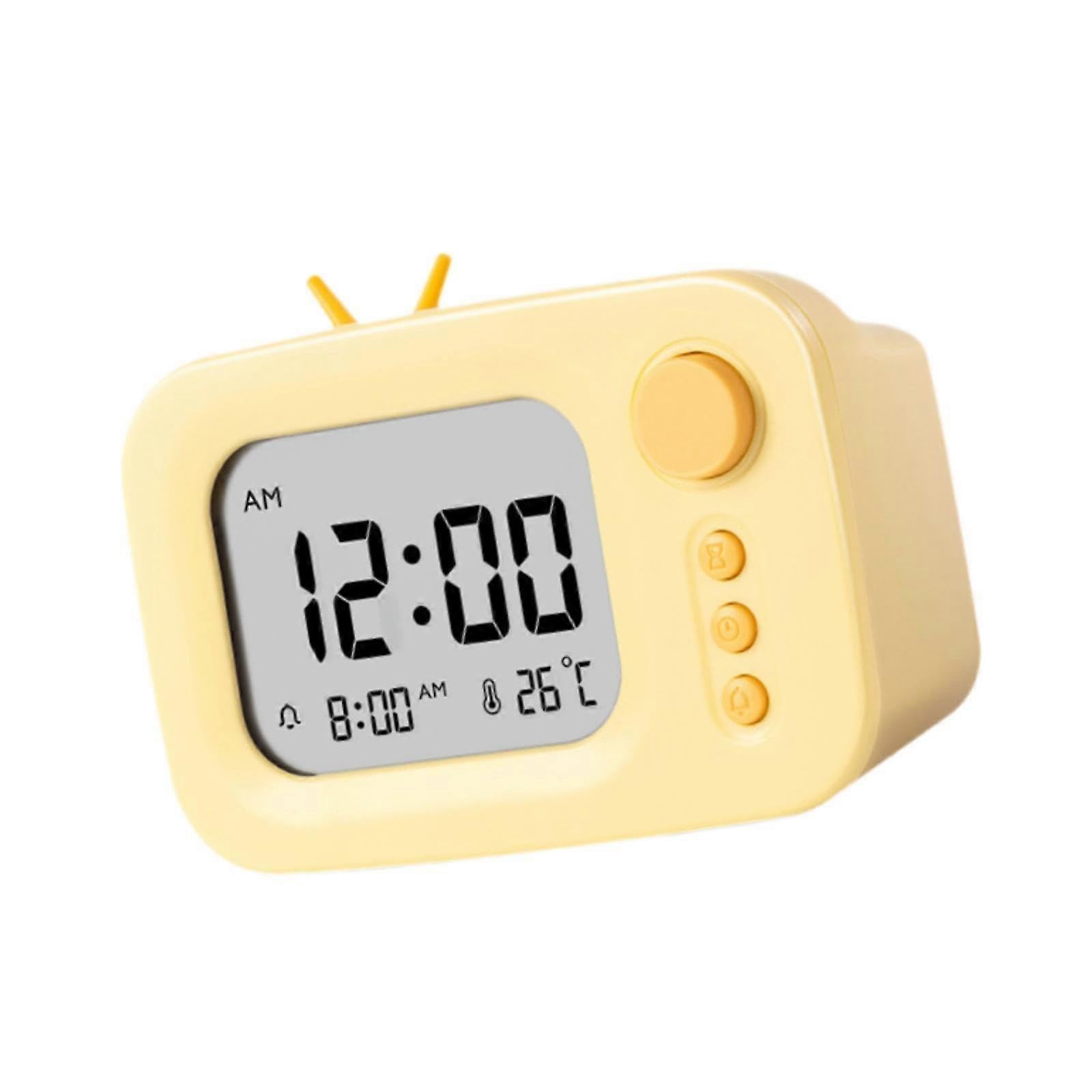 JOYHAPPST Digital Alarm Clock Snooze Function with Timer for Home Living Room Bathroom Yellow