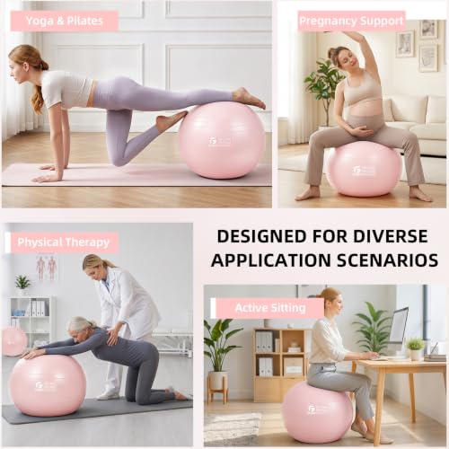 Image of Gruper Exercise Ball, Extra Thick Yoga Ball for Working Out, Yoga & Pregnancy, 4 Sizes Anti-Burst Balance Ball with Foot Pump for Pilates, Physical Therapy & Fitness