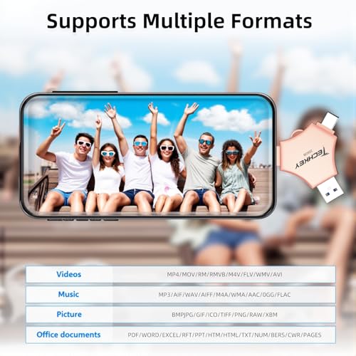 USB 3.0 Flash Drive for iPhone 256GB: MFi Certified 3in1 External Memory Photo Keeper Storage Stick for Picture/Video/Data Saver/Backup High Speed Thumb/Jump/Hard Drive for iPad/Android/PC -Rose Gold