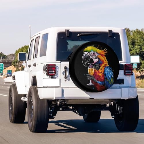 Image of Delerain Spare Tire Cover with Backup Camera Hole Colorful Bird Parrot Wheel Covers Waterproof Dust-Proof UV Sun Universal Fit for RV Trailer RV SUV Truck (17 Inch for Diameter 31 inch-33 inch)