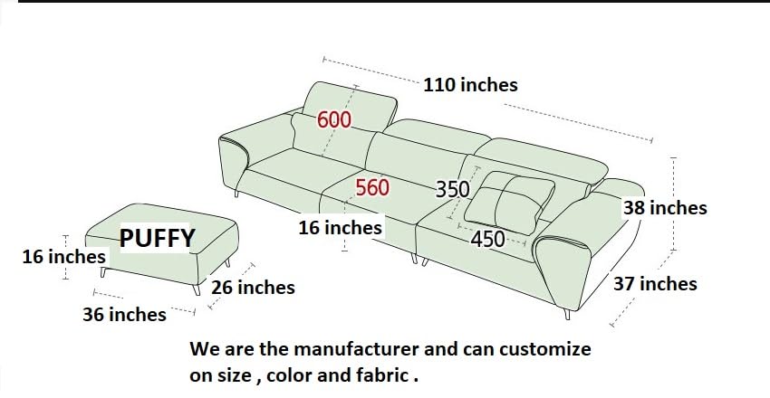 Image of Fabrique Shopzilla Leatherette 4 Seater with Puffy Moden Design Light Cream Sofa Set with Moveable Headrest | Comfortable Furniture for Home Office & Living Room | Easy to Move Stainless Steel Legs