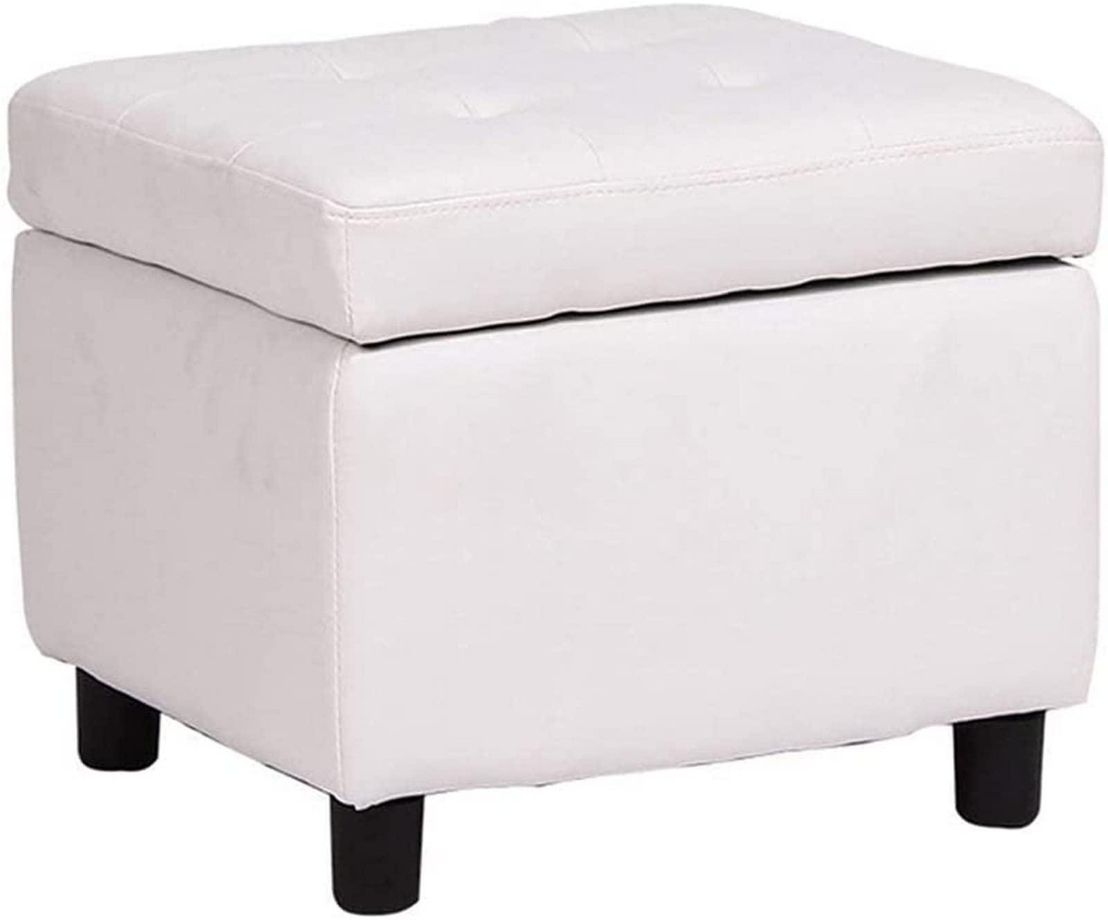 Repose-pieds carré en cuir PU avec couvercle et 4 pieds pour salon
