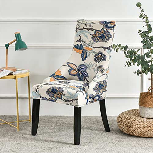Crfatop 2 Pieces Stretch Armless Wingback Chair Cover Printed Sloping Armchair Cover Reusable Wingback Side Chair Slipcovers Accent Chair Covers For Dining Room Banquet Home Decor (Color 41) #TOP3