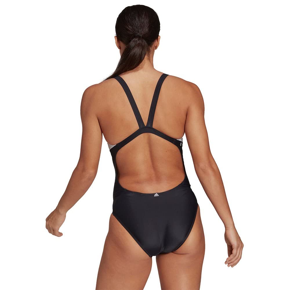 adidas Damen 3 Bar Swimsuit, Black/White, S EU