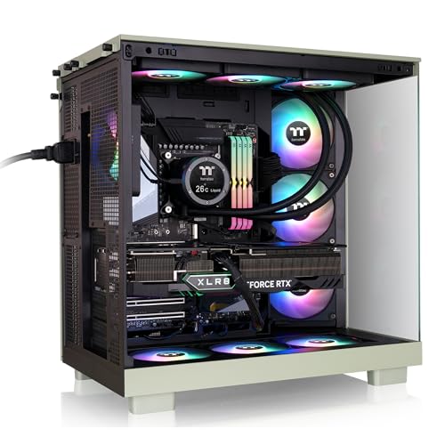Image of Thermaltake View 380 XL WS ARGB; Mid Tower Chassis; Side Wood Trim; 4x120mm ARGB Fans Included; 420mm GPU Clearance; ATX /mATX /mITX; Hidden Connector Support; Dual Chamber;Matcha Green;CA-11E-00MEWN-WS