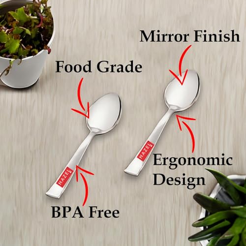 Image of HAZEL Stainless Steel Small Spoons Set of 6 | Baby Serving Spoon