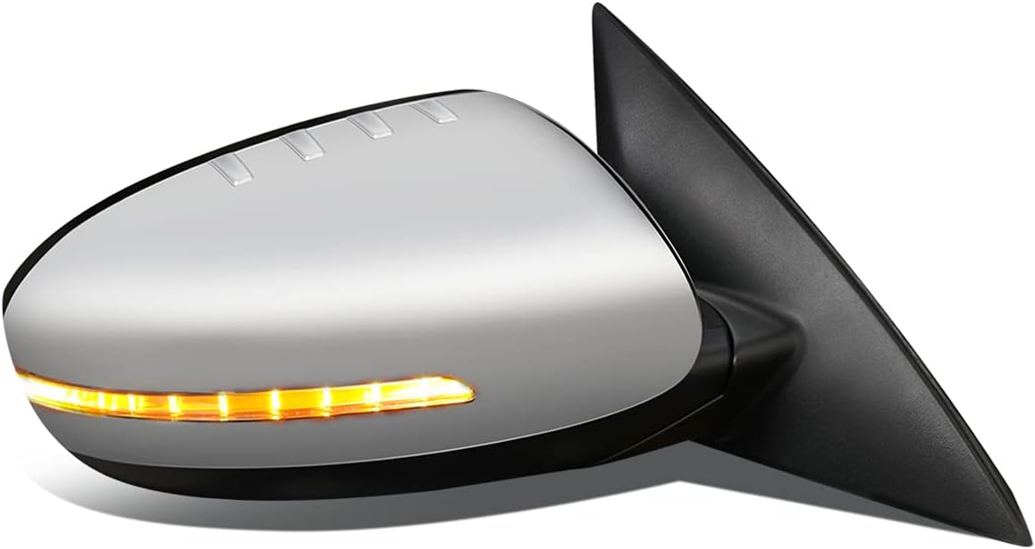 Auto Dynasty KI1321169 Factory Style Passenger Right Side Mirror - Power Folding | Power Adjust | Heated Glass | Turn Signal - Compatible with Optima 12-13, Chrome Cover