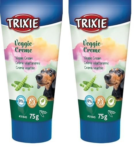 TRIXIE Glutenfreie, Vegetarische Und Zuckerfreie Veggiecreme, Hundeleckerli, 75 G - 31845 (Packung mit 2)