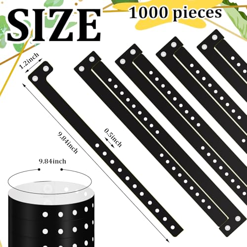 Image of Henoyso 1000 Pcs Black Plastic Wristbands for Events Vinyl Waterproof Pool Wristbands Neon Color Plastic Bracelet for Party Events Arm Band Identification for Concerts Carnivals