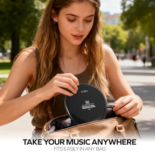 Image of Coby Portable CD Player, 60 Second Anti Skip, FM Radio, CD Player for Car | CD-R /CD-RW /MP3 Playback, 2 AA or USB Power, Stereo Earbuds Included, Simple Buttons, Clear LCD