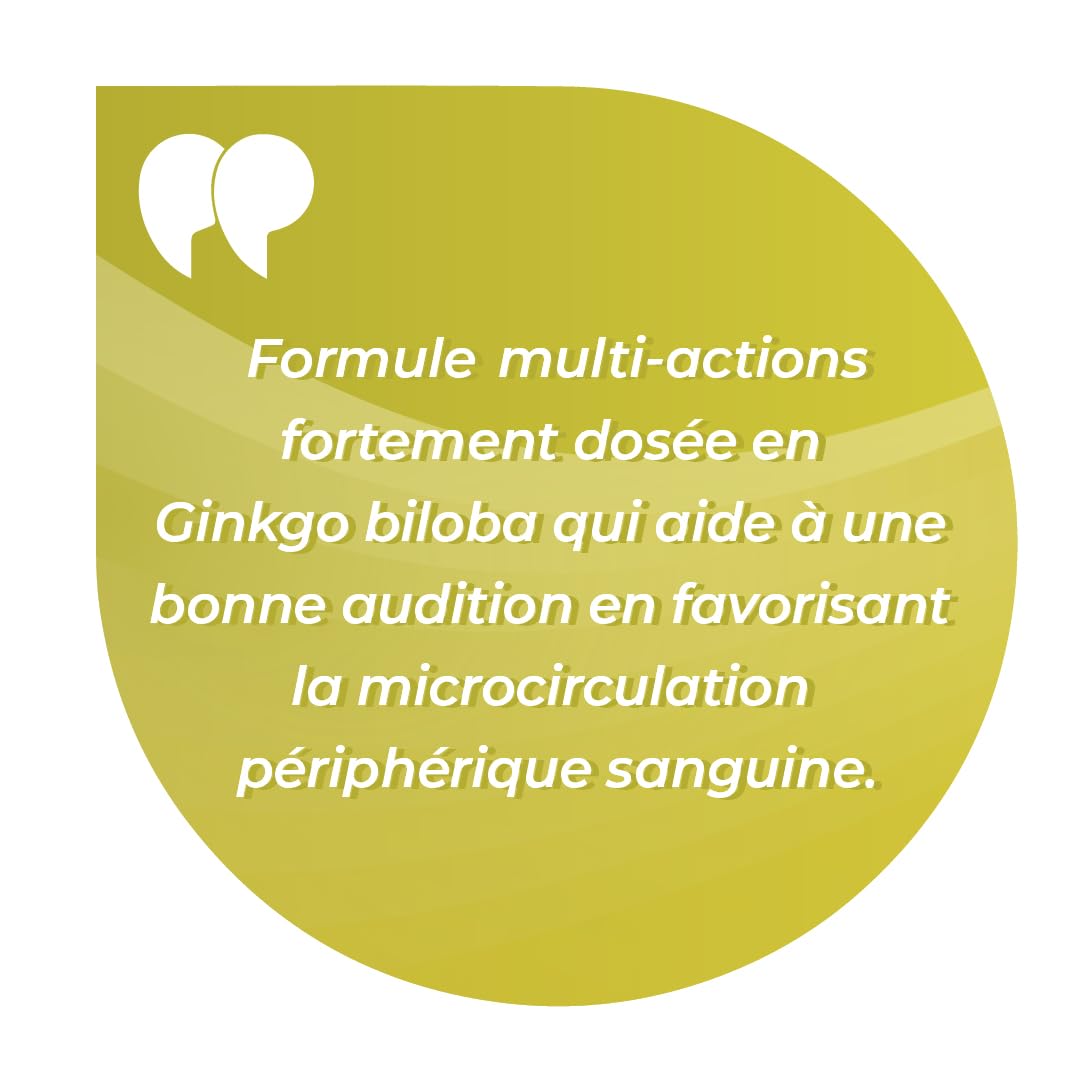 AUDISPRAY ZEN – Audition clair - Acouphènes - Bourdonnements et de sifflements d'oreille - Endormissement rapide, réduction du stress - Complément alimentaire - Ginkgo biloba - 60 comprimés