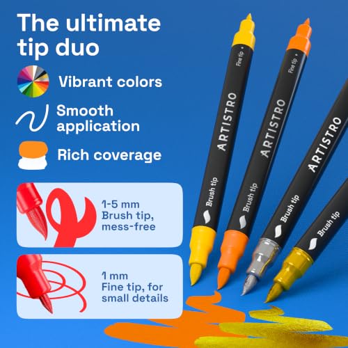 Image of ARTISTRO 168 Dual-Tip Acrylic Paint Marker Pens with Storage Bag