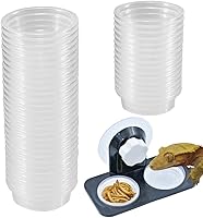 Vista 8 de Repisa de alimentación de Gecko con cresta [ventosa], con 30 tazas de comida de 0.5 onzas, cuencos de comida para reptiles y plato de agua
