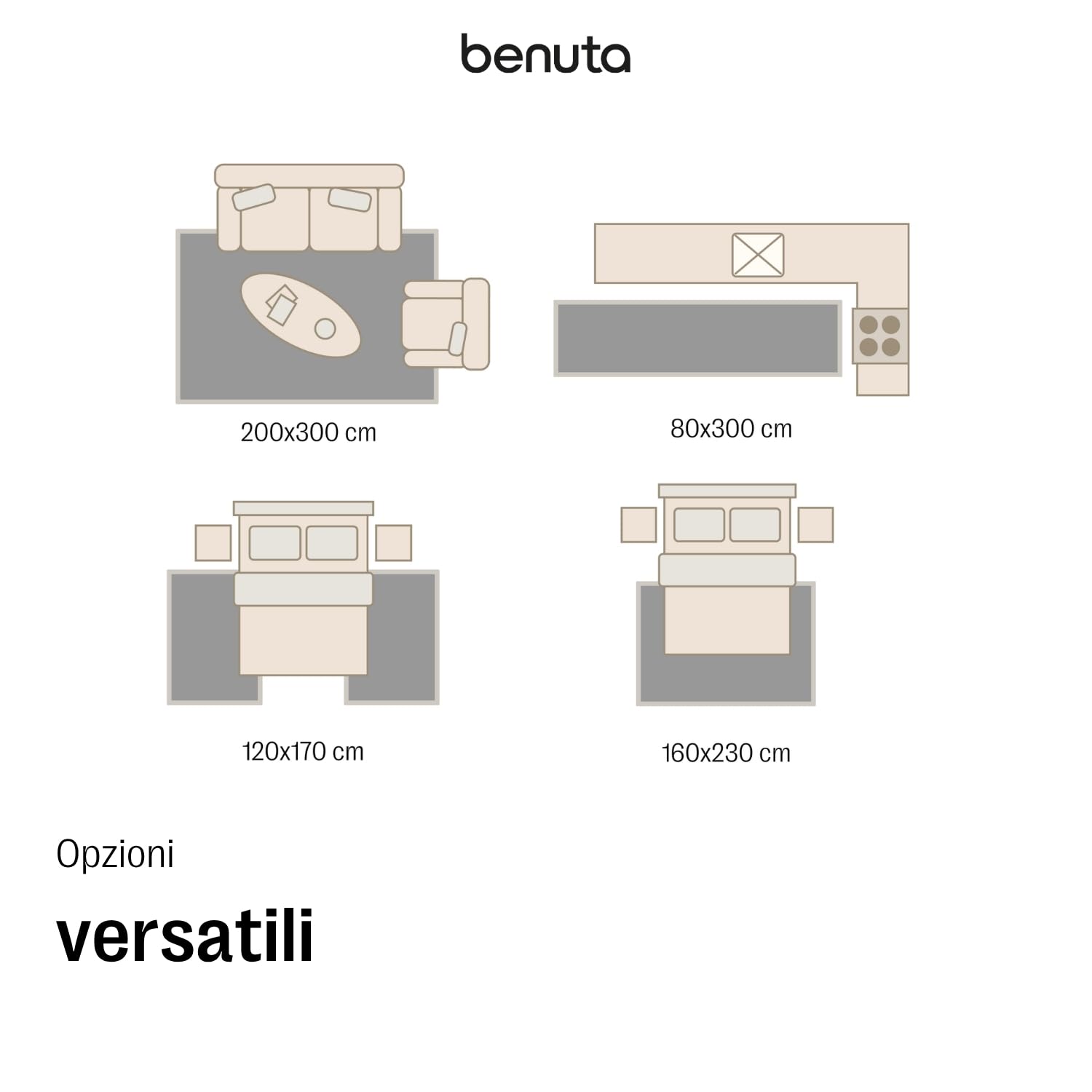 benuta Basic Tappeto Esterno & Interno Kaleo - Beige 200x300 cm - Motivi Geometrico - Impermeabile & Resistente ai raggi UV per Balcone, Terrazza, Giardino, Cucina & Soggiorno - Facile da Pulire
