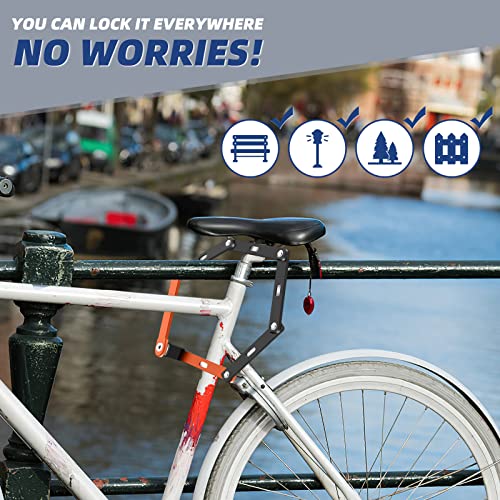 Icocopro Folding Bike Lock - Compact Bicycle Lock With 2 Keys, 2.6 Ft Heavy Duty Anti Theft Bike Foldable Locks - Bicycle Security Chain Lock With Mounting Bracket For Electric Scooter Bikes #TOP7