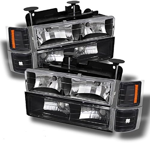 AKKON - For C10 C/K Pickup Black Headlights + Corner + Bumper Signal Light Lamps Replacement Completed Set