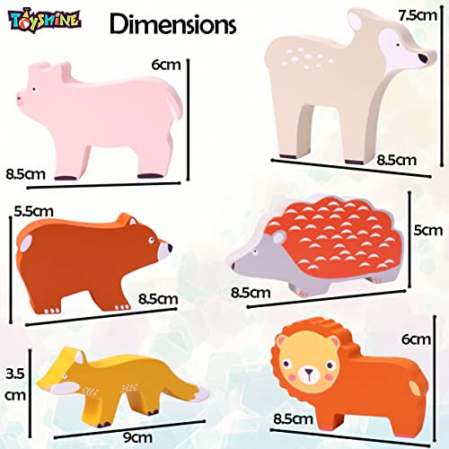 Image of Toyshine Wooden Zoo Animal Blocks Stacking and Balancing Toy, Toddler Wood Animal Figures Blocks Imaginative Play, Preschool Educational Toys and Stack Balance Games for Kids - M2