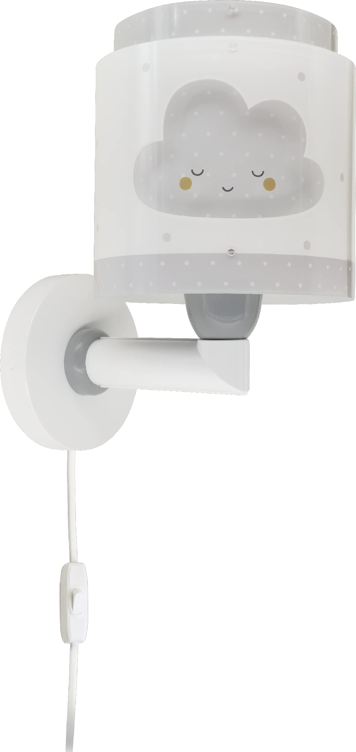 Dalber Lámpara Aplique Pared Infantil Baby Dreams Nube Gris 76019E E27 | Lámpara aplique de pared con instalación directa a la corriente o mediante cable con interruptor incluido.