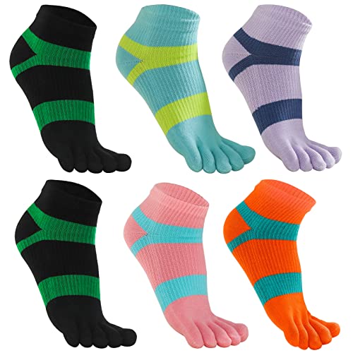 GINZIN Zehensocken Damen 6 Paar-Low Cut fünf Finger Socken-Zehensocken Sport für Damen (as3, numeric, numeric_40, numeric_43, regular, regular, Mischfarben 1- 6 Paar, 40-43) Cover