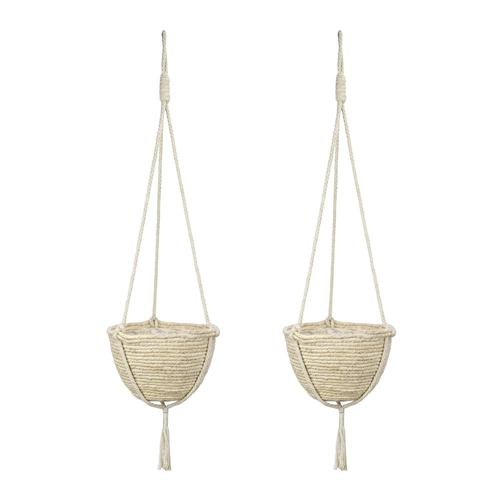 Kaeltsyn 2pcs Unique Lightweight Natural Grass Hanging Container Basket for Succulents Ferns Greeneries Lightweight Easy Hanging Natural Woven Pots