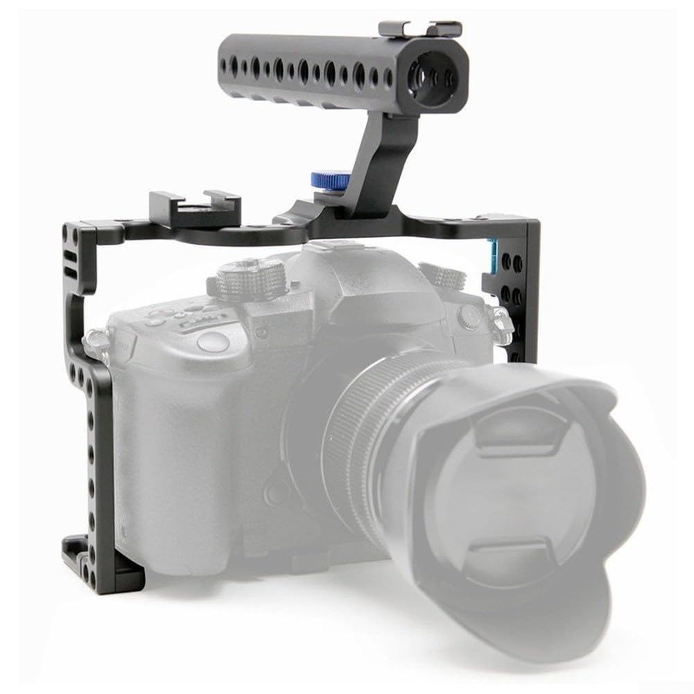 FACAIIO Gabbia leggera e robusta per DSLR GH5/GH5S, telaio protettivo antiurto con impugnatura superiore ergonomica per viaggi con angolo basso