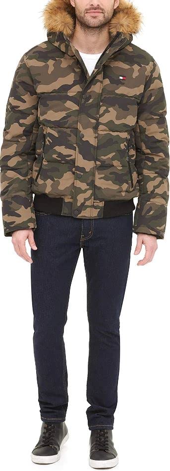 Image of Tommy Hilfiger Men's Arctic Cloth Quilted Snorkel Bomber Jacket (Standard and Big & Tall)