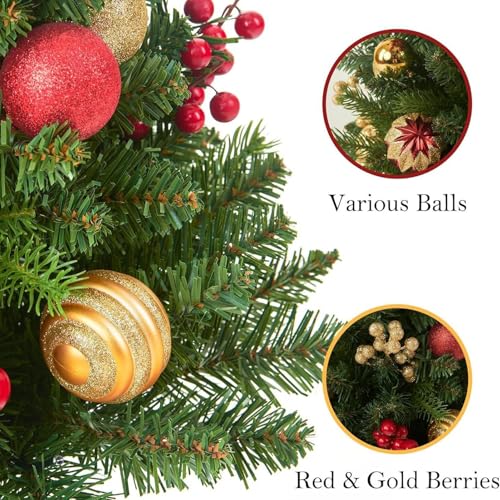Arbre de Noël sans perte d'aiguilles avec éclairage intégré 8 modes pour la maison