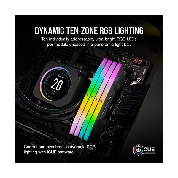CORSAIR VENGEANCE RGB DDR5 RAM 32GB (2x16GB) 6000MHz CL36-44-44-96 1.35V Intel XMP 3.0 Computer Memory – Black (CMH32GX5M2E6000C36) - Image 5