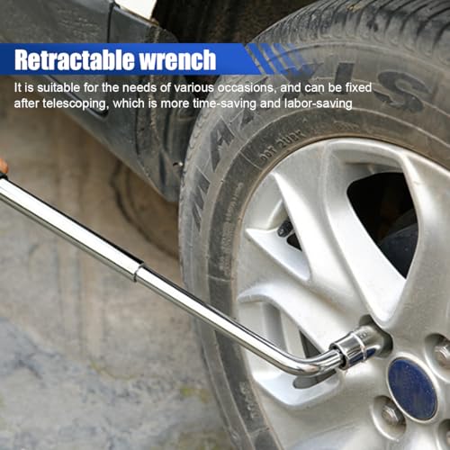 Image of Universal Telescoping Wheel Lug Wrench, Extendable Car Wheel Nut Remover with Standard CR-V Sockets (17mm 19mm 21mm 23mm), Labor Saving Wheel Wrench, Tire Repair Tool Set for Car Truck Van Caravan
