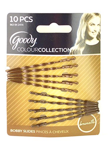 Goody Women's Wavy Bobby Slides, Brunette, 10 Count
