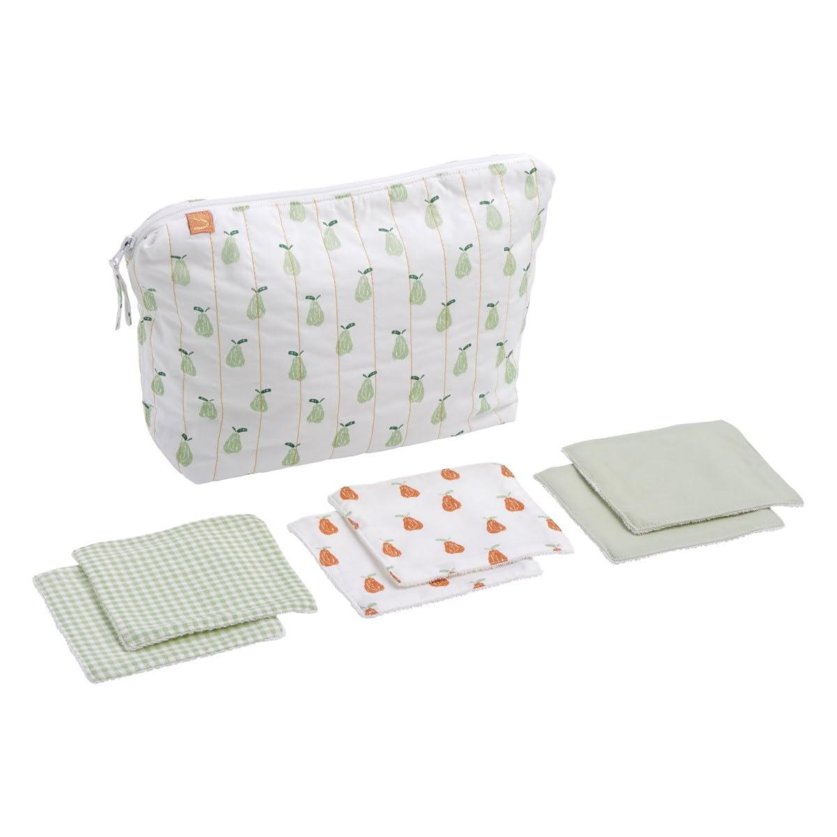 Trousse de toilette et carrés éponge en coton Vert tilleul