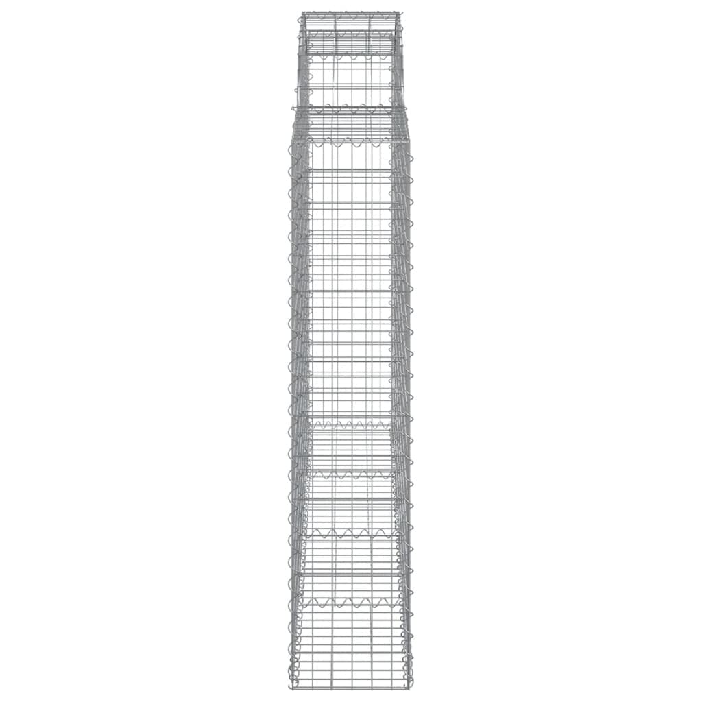 Kosze gabionowe łukowe 8 sztuk ocynkowane żelazo 200 x 30 x 140/160 cm, dźwiękochłonne dekoracyjne bariery ogrodowe ze wzmocnionymi haczykami i drutem 3,5 mm