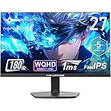 Minifire 27インチ ゲーミングモニター WQHD (2560x1440) Fast IPS 180Hz 1ms(OD) 120%sRGB 300cd/m² HDR FreeSync PS5対応 低ブルーライトフリッカーフリー DP1.4×2 HDMI 2.0×2 (DP ケーブル付属)