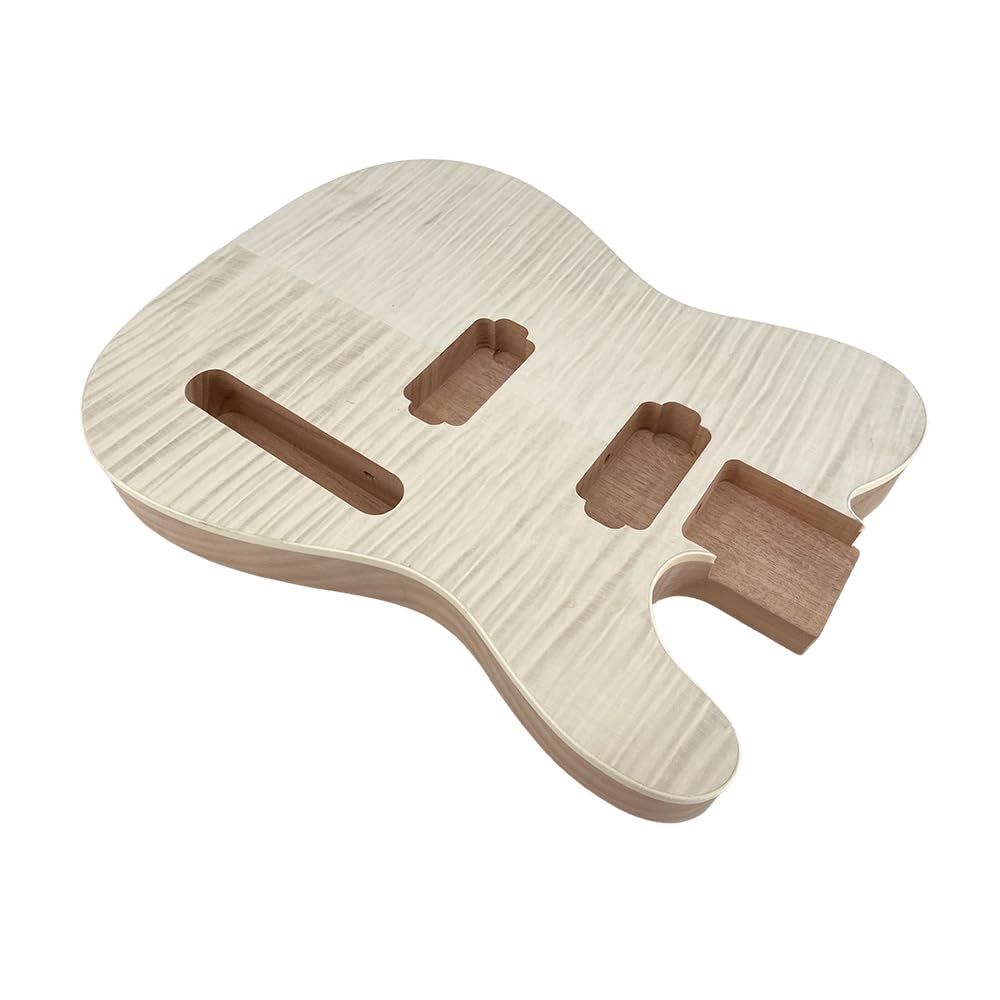 Yinfente Corpo per chitarra elettrica di ricambio in legno d'acero mogano per chitarra non finito, 64 cm