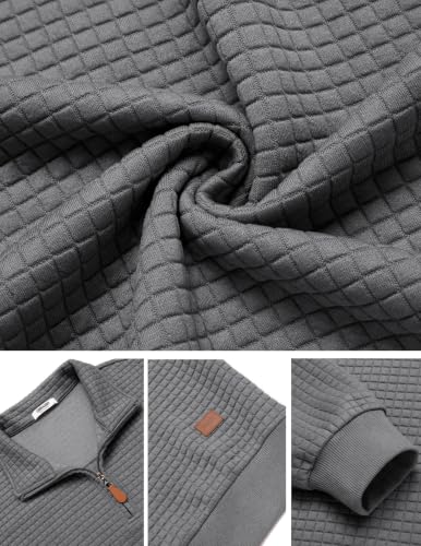COOFANDY Mens Quilted 1/4 Zip