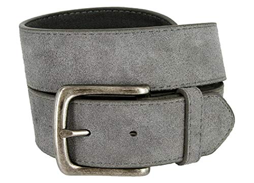 Image of Men's Belt Rounded Edge Heel Bar Buckle Casual Jean Suede Leather Belt 1 1 /2 inch Wide