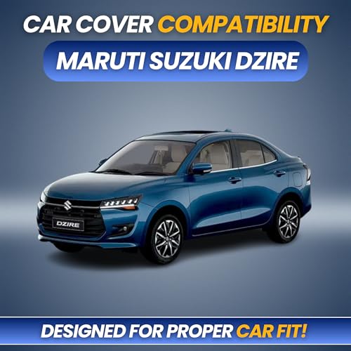 Image of Car Cover for Maruti Suzuki Dzire 2017-2026 | 100% Waterproof Heavy-Duty 3-Layer Car Body Cover | All-Weather Rain, UV, Sun & Dust Protection | Custom Fit | Mirror & Antenna Pockets | Navy Blue